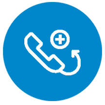 Phone Icon on a Blue Round Circle