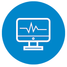 A Computer Icon on a Blue Background