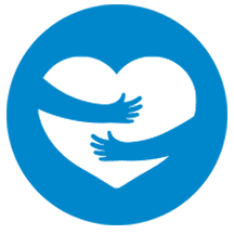 Two Hands Hugging a White Heart Icon